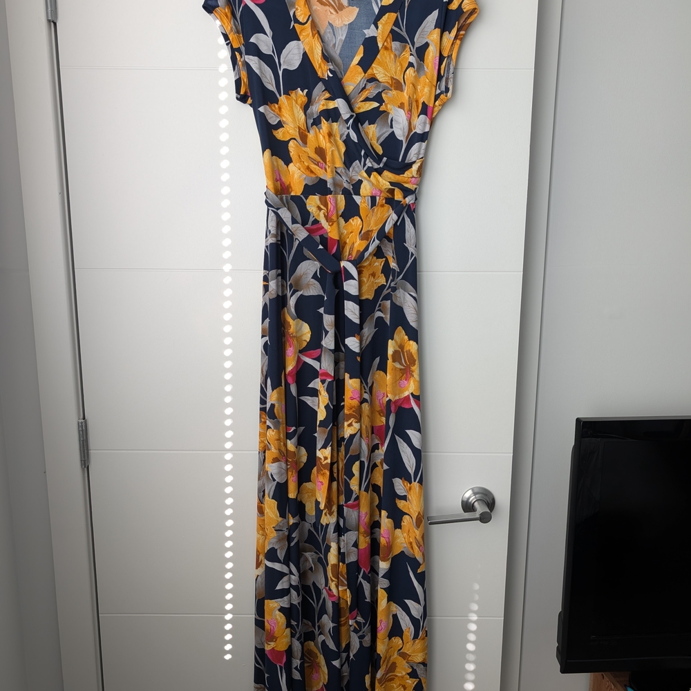 Floral Maxi Dress with Yellow and Pink Accents